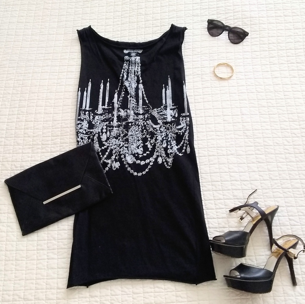 UNIQUE chandelier screenprint dress